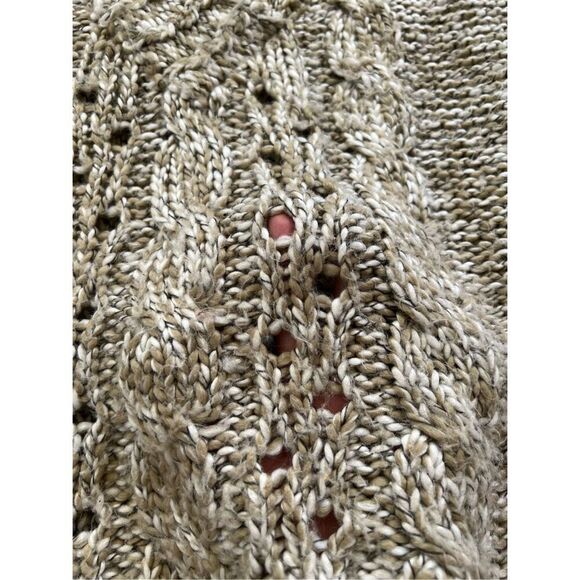 At Last Beige Cream Thick Knit V Neck Short Sleeve Sweater Large - Picture 4 of 7